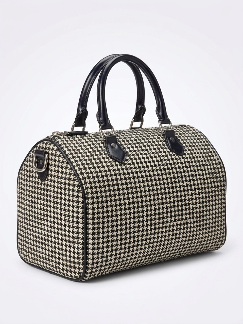 Ralph Lauren Black & White Houndstooth Bowling Satchel - Picture 5 of 8